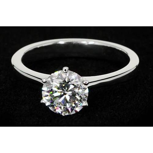 1.50 Carats Solitaire Round Genuine Diamond Ring White Gold 14K 2