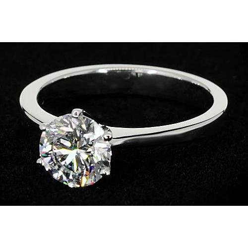 1.50 Carats Solitaire Round Genuine Diamond Ring White Gold 14K 3