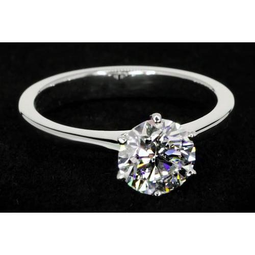 1.50 Carats Solitaire Round Genuine Diamond Ring White Gold 14K