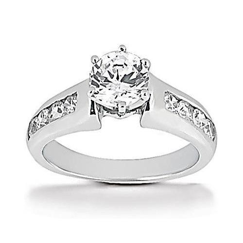 1.50 Carats Sparkling Round Real Diamond Ring With Accents