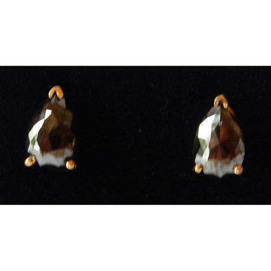 1.50 Carats Stud Earrings Pear Natural Black Diamonds Nice Yellow Gold 14K
