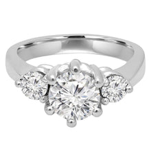 1.50 Carats Three Genuine Stone Round Cut Diamond Ring 14K White Gold