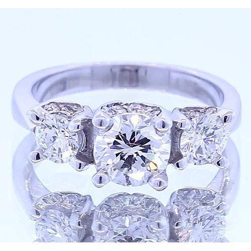 1.50 Carats Three Stone Engagement Ring 4 Prong Set Natural Jewelry