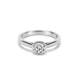 1.50 Ct Bezel Set Sparkling Natural Round Cut Diamond Solitaire Ring
