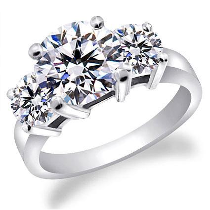 1.50 Ct Genuine Round Cut Diamond Three Stone Ring White Gold 14K