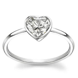 1.50 Ct Heart Shape Solitaire Real Diamond Anniversary Ring