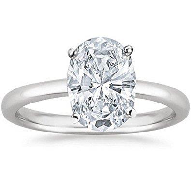 1.50 Ct Oval Cut Genuine Diamond Solitaire Engagement Ring White Gold 14K