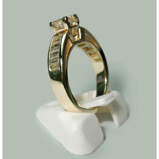 1.50 Ct Princess & Baguette Natural Diamond Engagement Ring Gold