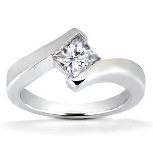 1.50 Ct Princess Cut Bezel Set Real Diamond Engagement Ring