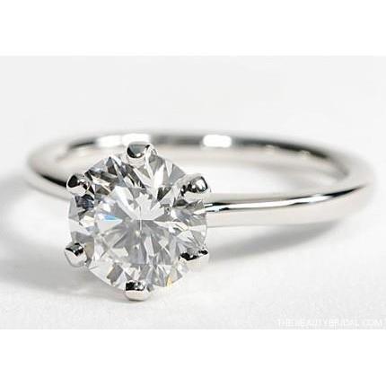 1.50 Ct Prong Set Round Cut Solitaire Real  Diamond Wedding Ring White Gold