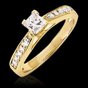 1.50 Ct Real Diamond Ring Princess Cut Jewelry Yellow Gold 14K