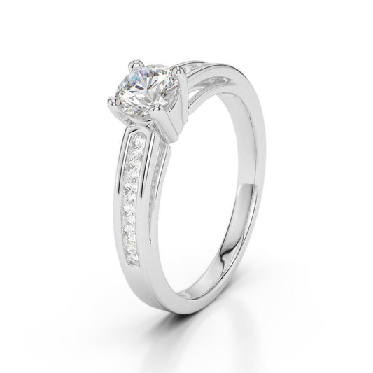 1.50 Ct Round Cut Natural Diamonds Engagement Ring White Gold 14K