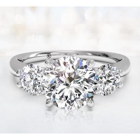 1.50 Ct Round Prong Set Three Stone Real Natural Earth Mined Diamond Wedding Ring