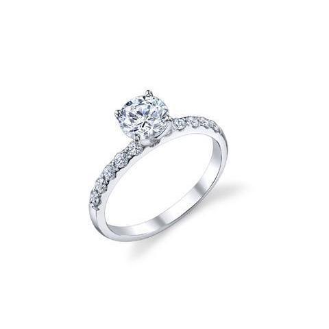 1.50 Ct Solitaire With Accent Genuine Diamonds Engagement Ring 14K White Gold