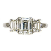1.50 Ct White Gold Natural Emerald Cut Diamond Ring Three Stone New