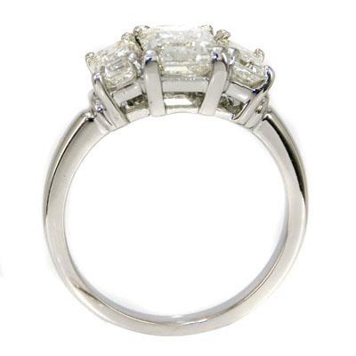 1.50 Ct White Gold Natural Emerald Cut Diamond Ring Three Stone New