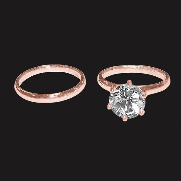 1.50 Ct. Champagne Natural Diamond Jewelry Ring Set Rose Gold