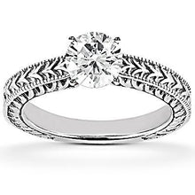 1.50 Ct. Engagement Ring Set Natural Diamond Antique Style White Gold 14K 2