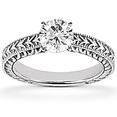 1.50 Ct. Engagement Ring Set Natural Diamond Antique Style White Gold 14K 2