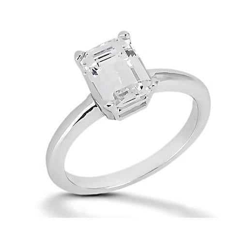 1.50 Ct. Ladies Emerald Cut Real Diamond Solitaire Ring