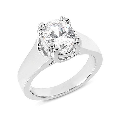 1.50 Ct. Oval Cut Real Diamond Solitaire Ring White Gold
