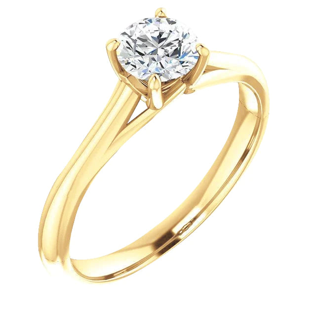 1.50 Cts. Round Yellow Gold Real Diamond Solitaire Ring 4 Prongs