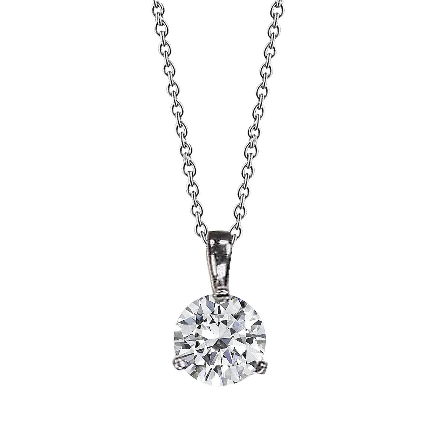 1.50 Round Real Diamond Necklace Pendant White Gold 14K