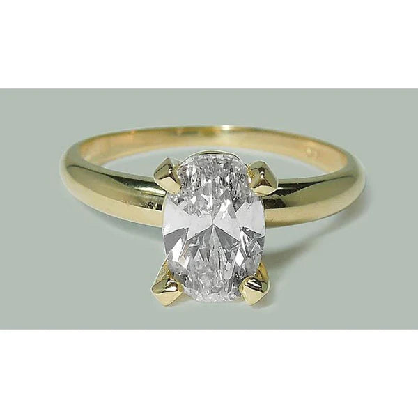 1.51 Carat Oval Natural Diamond Solitaire Ring Yellow Gold 14K