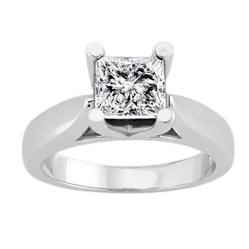 1.51 Carat Princess Natural Diamond Solitaire Ring 4 Prong Setting White Gold