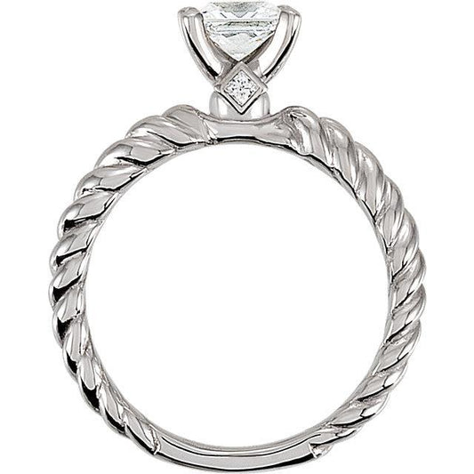 1.51 Carat Princess Real Diamond Twisted Rope Style Shank Solitaire Ring