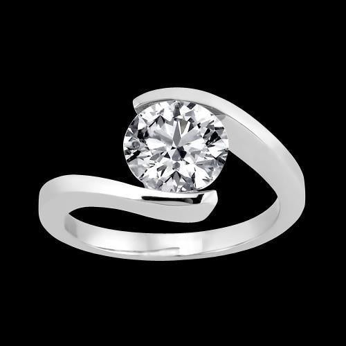 1.51 Carat Real Diamond Cathedral Setting Solitaire Ring White Gold