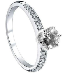 1.51 Carat Real Diamond Engagement Ring Solitaire With Accents