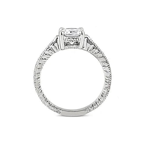 1.51 Carat Real Diamond Solitaire With Accents Ring White Gold