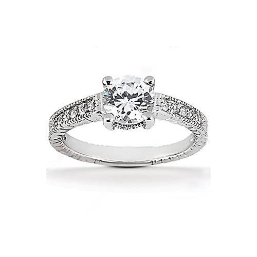 1.51 Carat Real Diamond Solitaire With Accents Ring White Gold