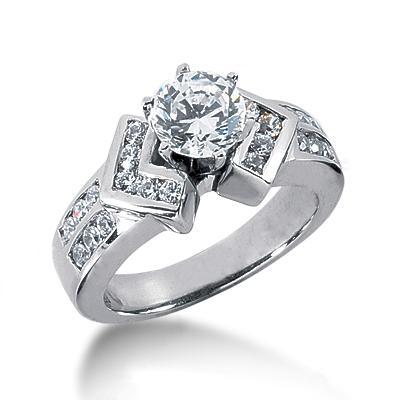 1.51 Carat Real Diamonds Engagement Fancy Ring White Gold 14K