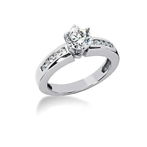 1.51 Carat Round Real Diamond Engagement Ring With Accents White Gold New