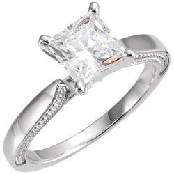 1.51 Carat Vintage Style Natural Princess Diamond Solitaire Ring