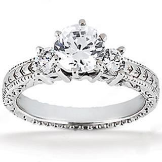 1.51 Ct. Antique Style Gold Genuine Diamond Three Stone Wedding Ring