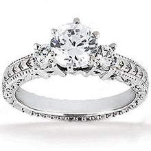 1.51 Ct. Antique Style Gold Genuine Diamond Three Stone Wedding Ring