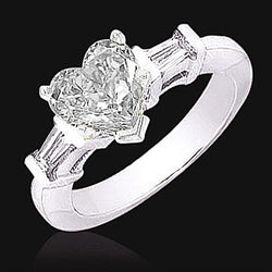 1.51 Ct. Heart Real Diamond Cut White Gold New Three Stone Ring