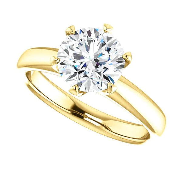 1.51 Ct. Round Brilliant Real Diamond Yellow Gold Solitaire Ring