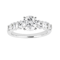 1.51 Ct. Round Real Diamond Engagement Ring White Gold 14K