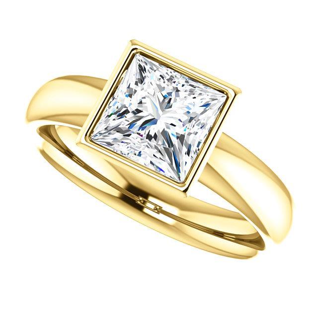  Sparkling Princess Genuine Diamond Solitaire Ring Bezel Set