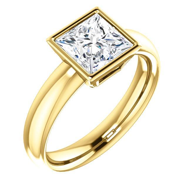 1.51 Ct. Sparkling Princess Genuine Diamond Solitaire Ring Bezel Set