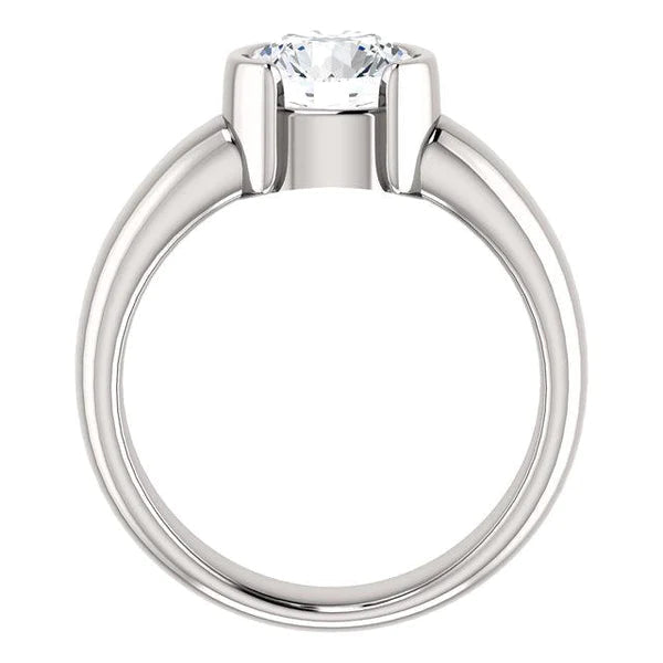 1.51 Ct. Sparkling Round Real Diamond Half Bezel Solitaire Ring