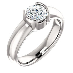 1.51 Ct. Sparkling Round Natural Earth Mined Diamond Half Bezel Solitaire Ring