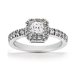 1.52 Carats Princess Genuine Diamond Halo Ring With Accents White Gold 14K