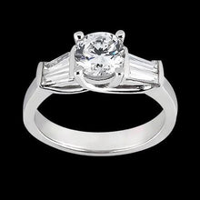 1.53 Carat Round & Baguette Genuine Diamonds Engagement Ring Three Stone Style