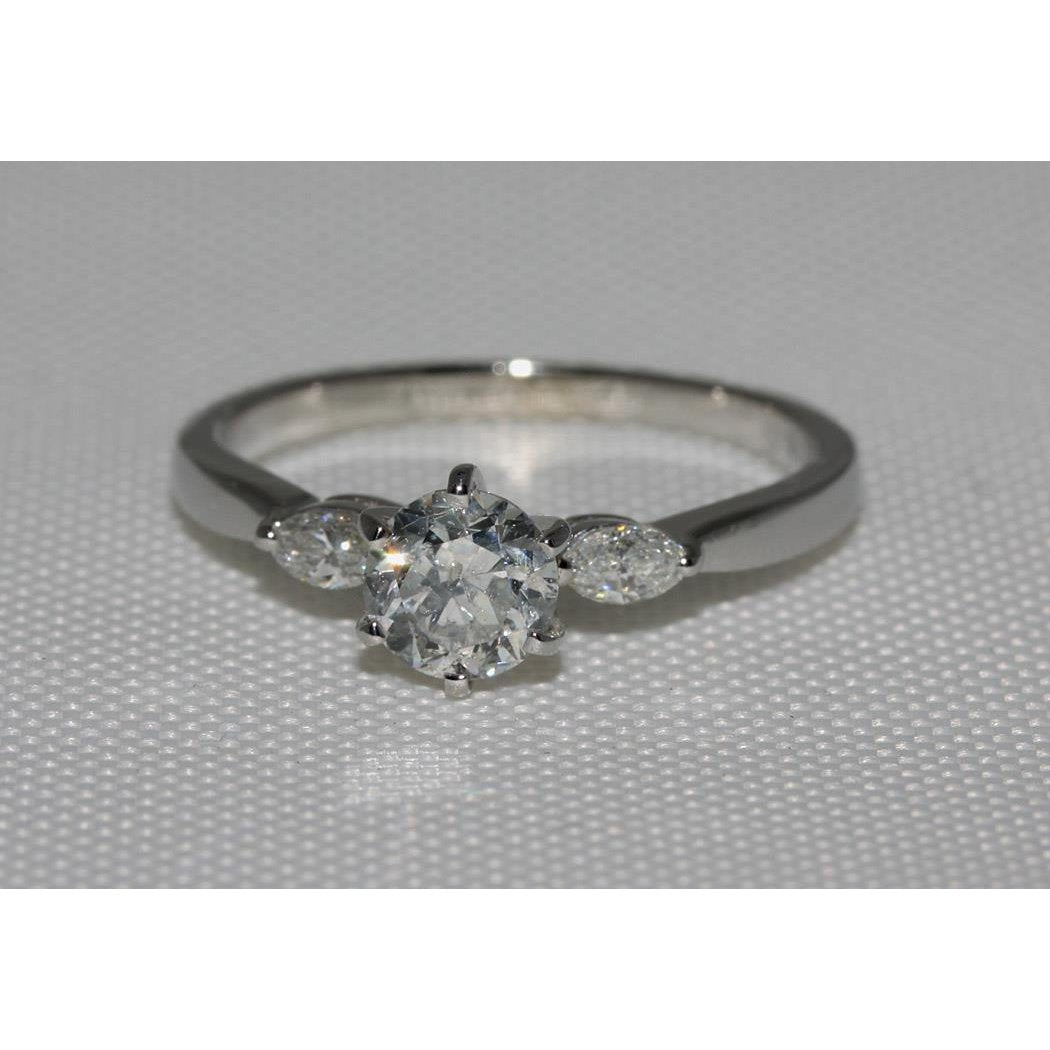 1.55 Carat Natural Diamonds 3 Stone Engagement Ring Gold