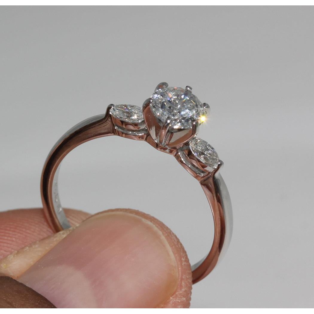  Natural Diamonds 3 Stone Engagement Ring Gold White